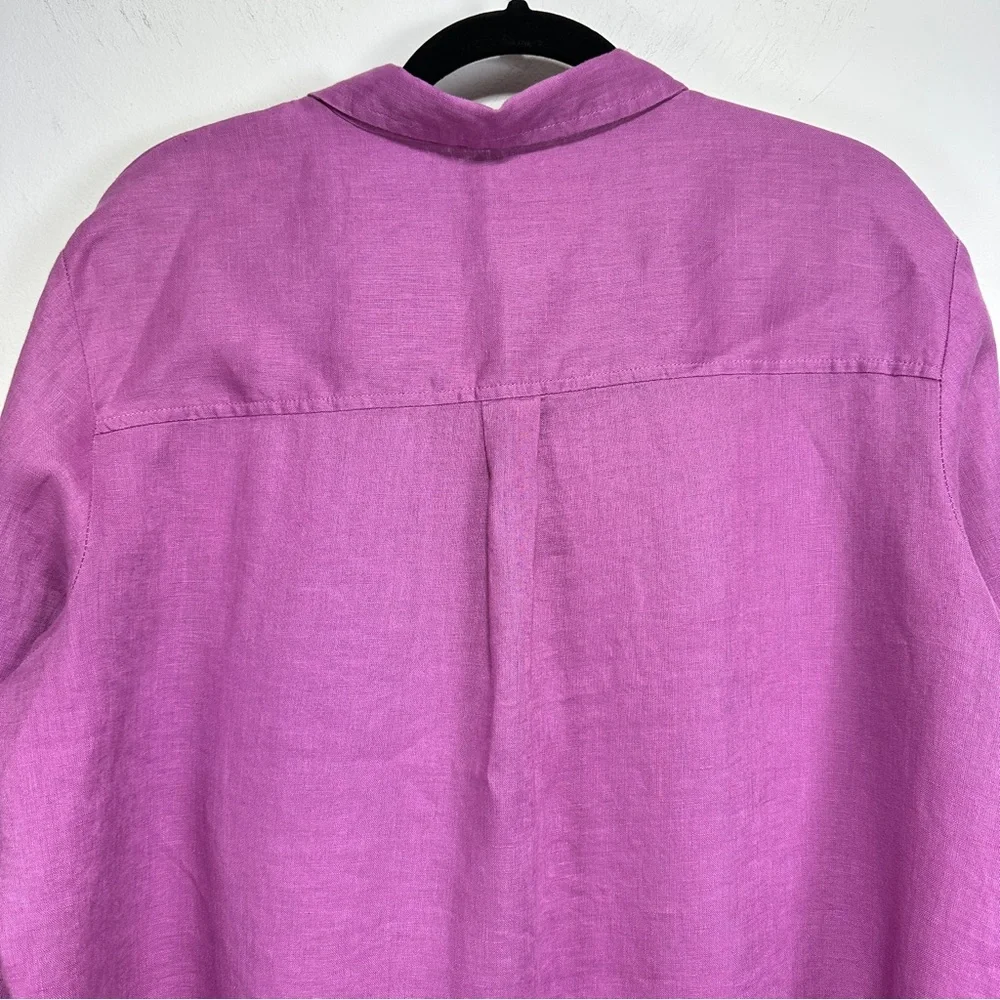 GAP Linen Boyfriend Button Down Shirt Orchid Lilac Relaxed Fit Size L - Picture 5 of 6